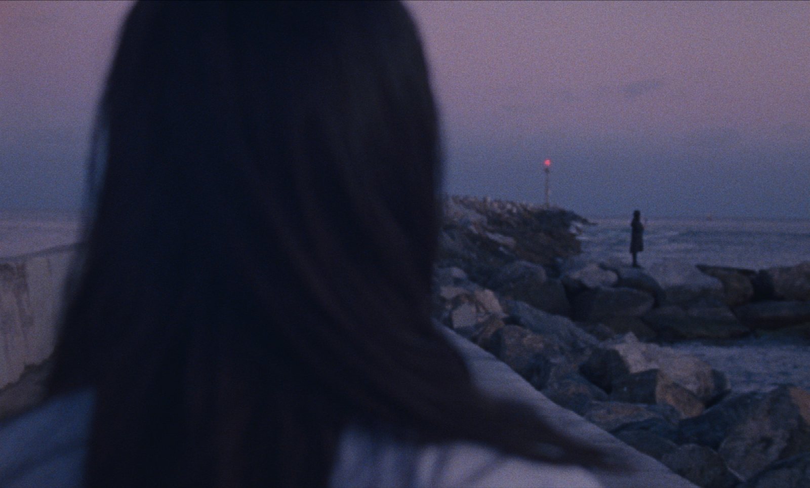 Ophelia alone on a sunlit Los Angeles jetty in Li Anne Liew's glide